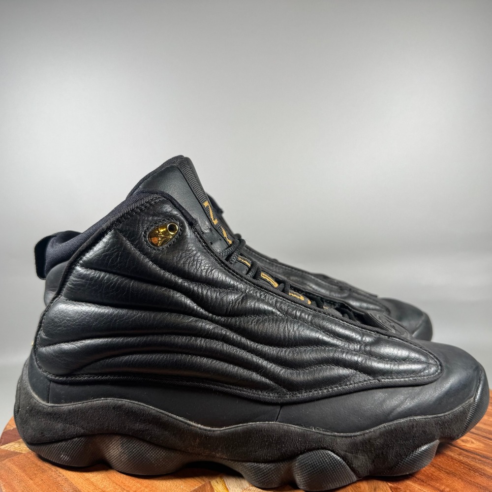 Jordan Pro Strong Mens 9.5 Black Gold Basketball Shoes 407285-010 2017 Retro